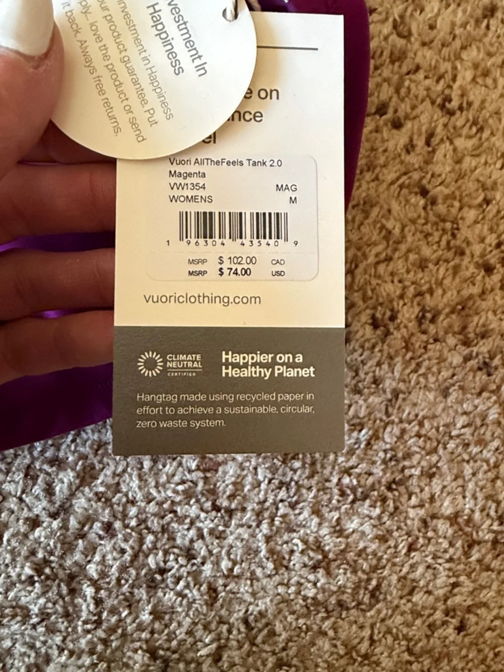 Vuori Allthefeels Tank 2.0 NWT - Picture 3 of 4